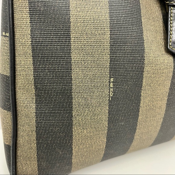❤️SOLD❤️ Vintage Fendi Pequin Shoulder Bag Black and Brown Striped Fabulous - Picture 11 of 13